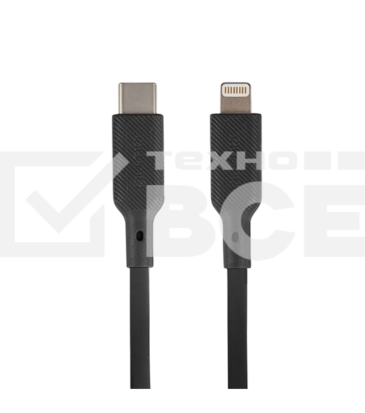 Кабель QUMO, MFI С94, Type-C на MFI Apple 8 pin, силиконовый, 1м, 2,22A, 9V, 20W, PD черный