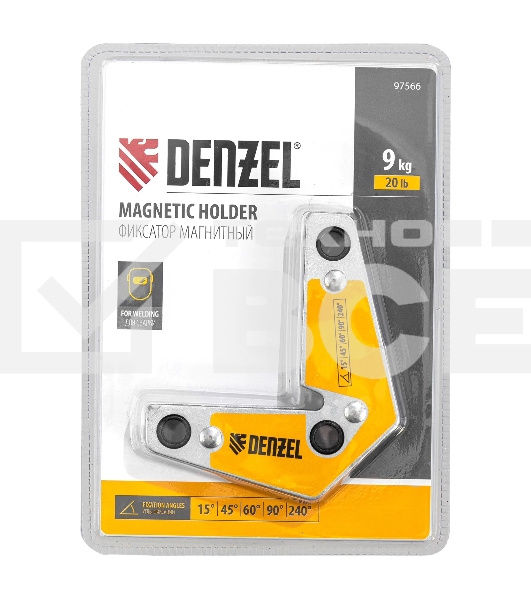 Фиксатор магнитный Denzel для сварочных работ усилие 20 LB, 30х45х60х75х90х135 град.