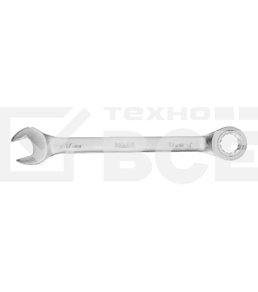 Ключ комбинированный трещоточный Denzel 14711 17 мм, CrV, матовый хром