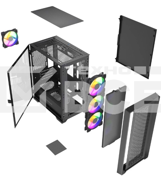 Корпус PowerCase ByteFlow Micro Black LE, Micro-Tower, чёрный