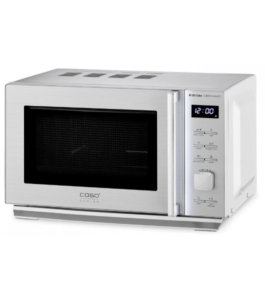 Микроволновая печь CASO M 20 Cube Ceramic серебристый, 20 л, 800 Вт, переключатели - кнопки, поворотный механизм