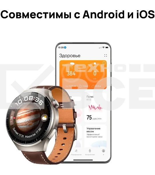 Умные часы HUAWEI 4 PRO титановый/коричневый MDS-AL00