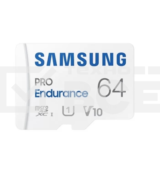 Флеш карта microSDXC 64Gb Samsung PRO Endurance (для видеорегистратора) Class 10, UHS-I, W 30 МБ/с, R 100 МБ/с, <MB-MJ64KA/APC> адаптер на SD
