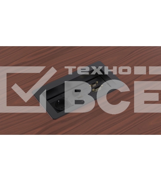 Металлический корпус [WRTS-11BOX-B] Wize для модульной системы врезного лючка в стол с убирающейся крышкой, черный;