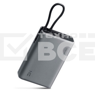 Внешний аккумулятор ZMI 10000mAh Powerbank with build-in Charging Cable P17 серый