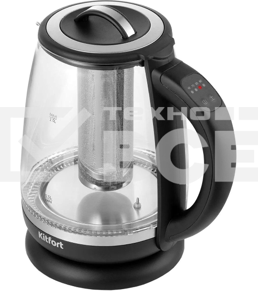 Чайник электрический Kitfort КТ-6145 2л. 2200Вт черный/серебристый (корпус: пластик/стекло)
