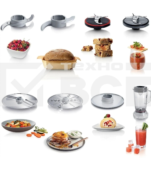 Кухонный комбайн Bosch MCM3501M 800 Вт, Скорости: 2, Блендер 1 л, Чаша 2.3 л, Цвет: черны/серебристый