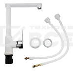 Смеситель на кухню, боковой Г-образный излив, шаровый из высокопрочного пластика АБС БЕЛЫЙ BRIMIX 466, фото2