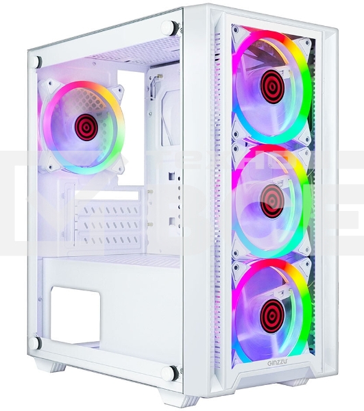Компьютерный корпус Ginzzu CL610 mATX FAN 4*12FRGb белый