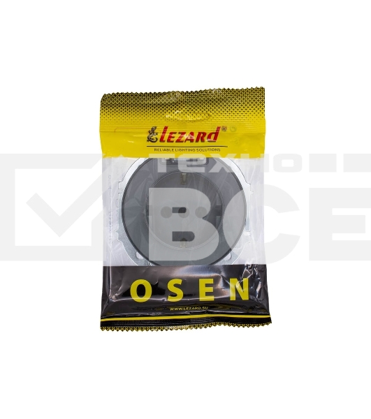 Розетка 1-м СП OSEN с заземл. с крышкой ПБТ механизм серый матовый LEZARD 743-7488-123B