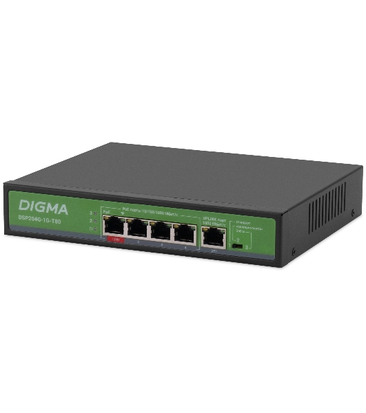 Коммутатор Digma DSP204G-1G-T80, 5×1 Гбит/с, неуправляемый