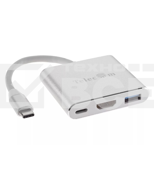 Кабель-концентратор Telecom USB3.1 TypeCm -->HDMI+USB3.0 +PD charging 4K@30Hz <TUC010>
