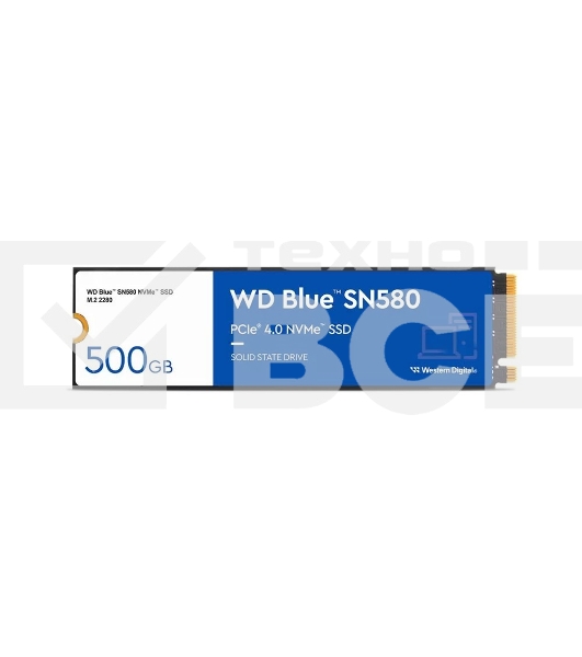 Накопитель SSD WD Blue SN580, 500GB, PCIe 4.0 x4, M.2 2280, NVMe, R/W 4000/3600