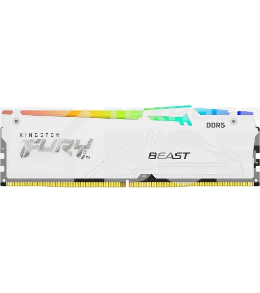 Оперативная память Kingston Fury Beast, DDR5, 32GB (2x16GB), 6000MHz, CL36, с радиаторами, RGB, белый
