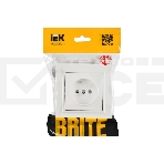 Розетка 1-местная IEK BRITE РСР10-1-0-БрБ без заземления, без защитных шторок, 10А в сборе, белый, фото2