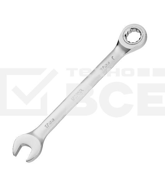 Ключ комбинированный трещоточный Denzel 14711 17 мм, CrV, матовый хром