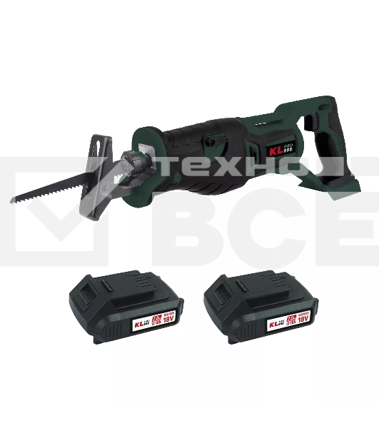 Профессиональная пила сабельная бесщеточная KLPRO KLTKT18B-20 (18 В, Li-ion-2шт, 2.0А·ч, полотна дерево/металл, ЗУ, сумка)