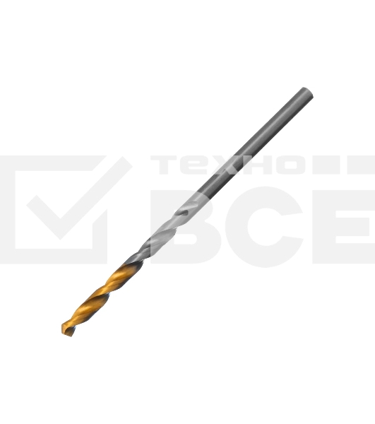 Сверло спиральное по металлу Denzel 2,5 x 57мм, Р6М5, Golden Tip, 2 шт.