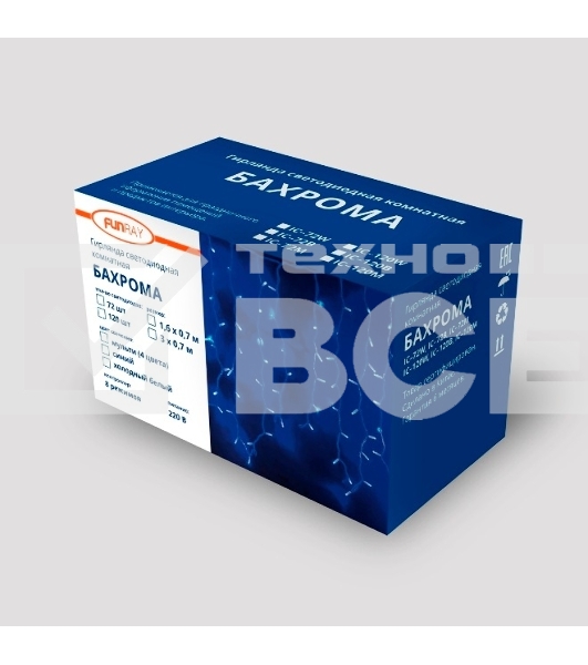 Гирлянда светод. уличная Funray Бахрома SIC-120WW,3.0x0.7м,120ламп,тепл.бел,IP60,черн.шн.1.5м,СОЕД