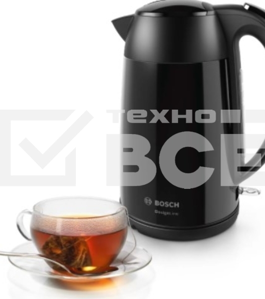 Чайник электрический Bosch TWK3P423 1.7 л, 2400 Вт, черный (корпус: нержавеющая сталь)