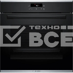Встраиваемый духовой шкаф Bosch, Serie 4, Auto Pilot 10, объем 71 л, 7 режимов нагрева, 4D Hotair, телескопические направляющие 1уровень,пиролиз, сенсорное управление, черный+профиль из нерж. стали, фото 1