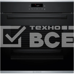 Встраиваемый духовой шкаф Bosch, Serie 4, Auto Pilot 10, объем 71 л, 7 режимов нагрева, 4D Hotair, телескопические направляющие 1уровень,пиролиз, сенсорное управление, черный+профиль из нерж. стали