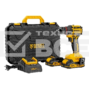 Дрель-шуруповерт Denzel CDH-BL-20, Аккумуляторная, 20В, 2 АКБ, Кейс