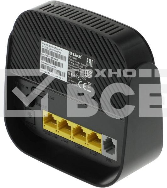 Роутер беспроводной D-Link DSL-2640U/R1A ADSL2+ черный ANNEX А