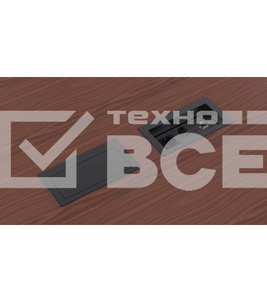 Металлический корпус [WRTS-11BOX-B] Wize для модульной системы врезного лючка в стол с убирающейся крышкой, черный;