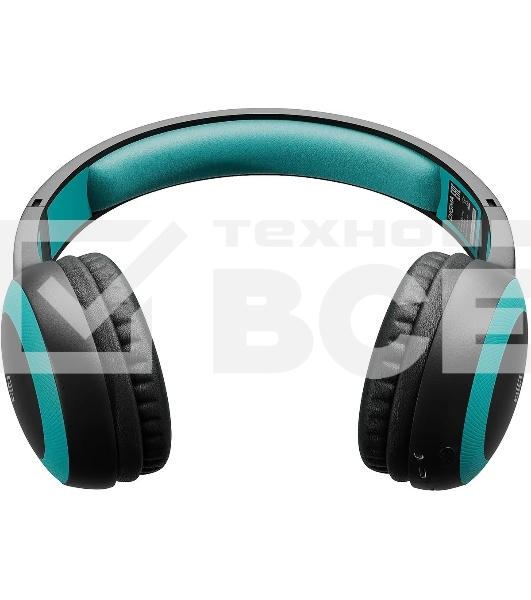 Гарнитура накладные Digma BT-15 черный/голубой беспроводные bluetooth оголовье