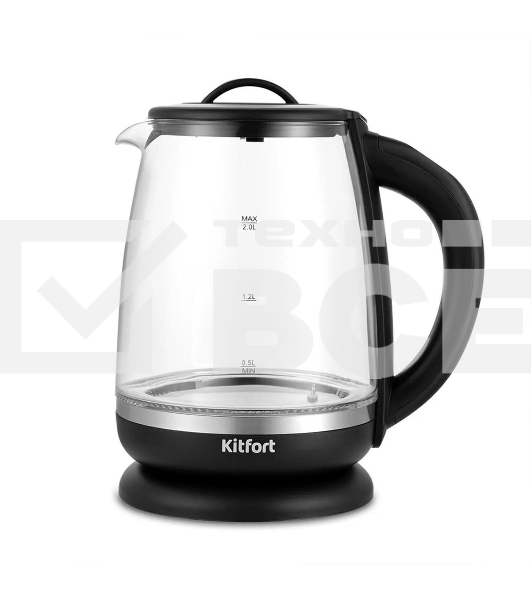 Чайник электрический Kitfort КТ-6145 2л. 2200Вт черный/серебристый (корпус: пластик/стекло)