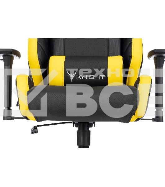 Кресло игровое Knight Thunder 5X черный/желтый эко.кожа крестов. металл