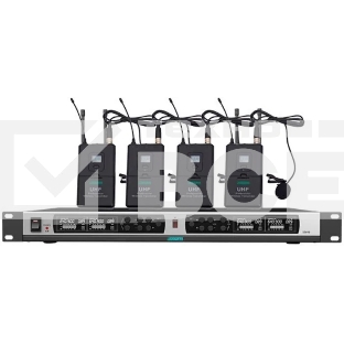 Микрофонная система DSPPA D5842 беспроводная True Diversity UHF (4 микрофона клипсового типа)