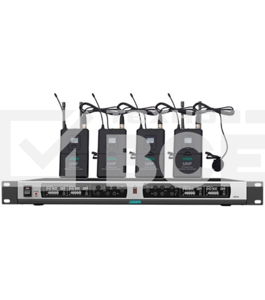 Микрофонная система DSPPA D5842 беспроводная True Diversity UHF (4 микрофона клипсового типа)
