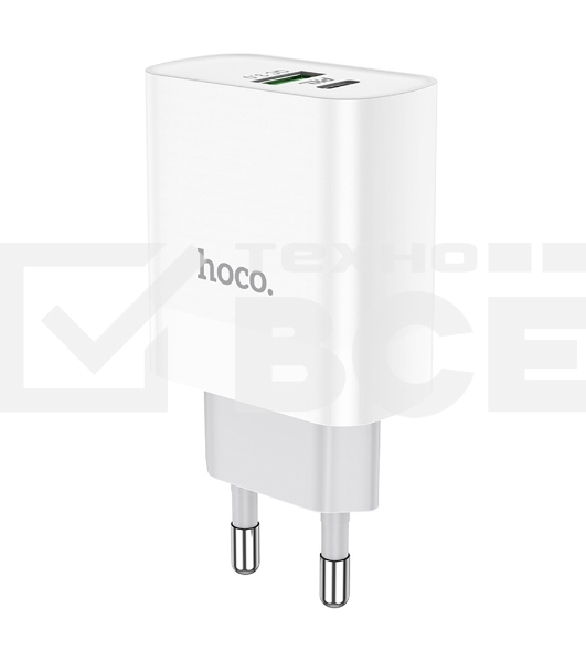Сетевое зарядное устройство HOCO C80A Rapido 1xUSB + 1xUSB-C, 3.1A, 20W, белый
