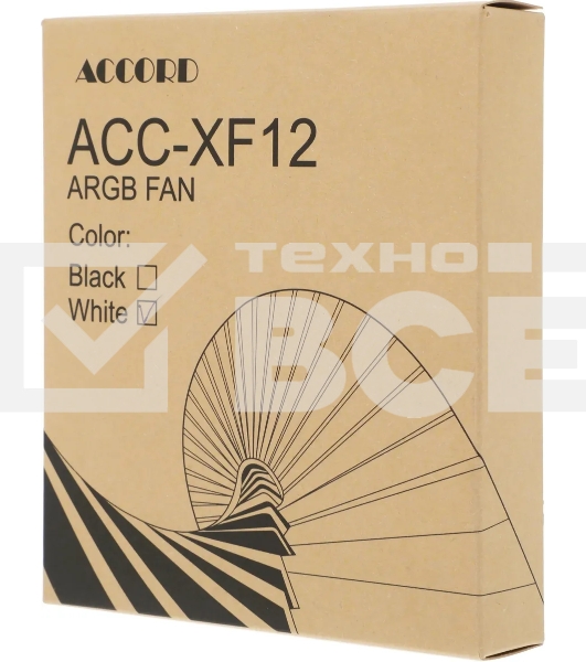 Вентилятор для корпуса Accord ACC-XF12 ARGb 120х120x25 белый 3-pin 23.7дБ (ACC-XF12 ARGb белый) brown box
