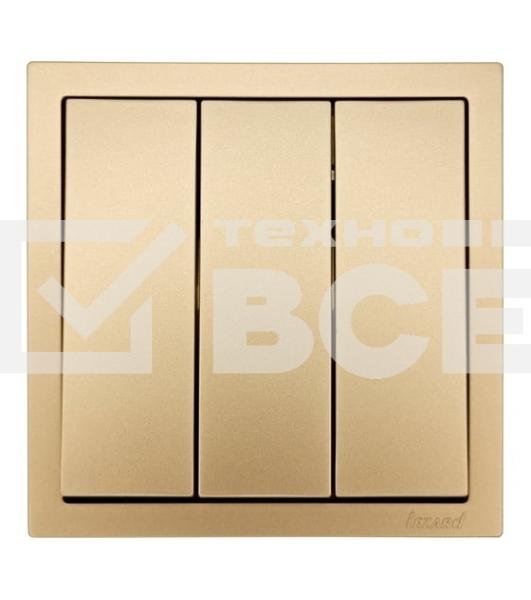 Выключатель LEZARD 704-3688-109QC 3-кл. СП ZIMA IP20 10А безвинт. зажим, зол.