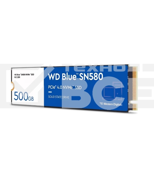 Накопитель SSD WD Blue SN580, 500GB, PCIe 4.0 x4, M.2 2280, NVMe, R/W 4000/3600