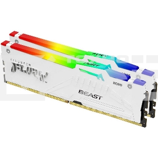 Оперативная память Kingston Fury Beast, DDR5, 32GB (2x16GB), 6000MHz, CL36, с радиаторами, RGB, белый