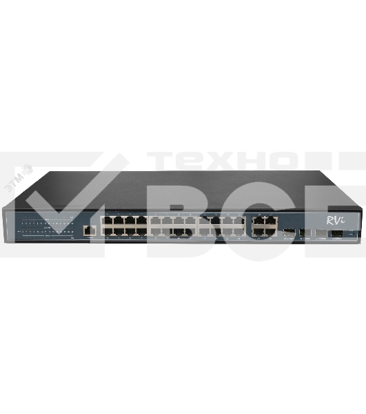 Коммутатор управляемый PoE 24 порта 10/100/1000 Мб/с, 4хSFP, 370 Вт RVi-1NSM24G-4C