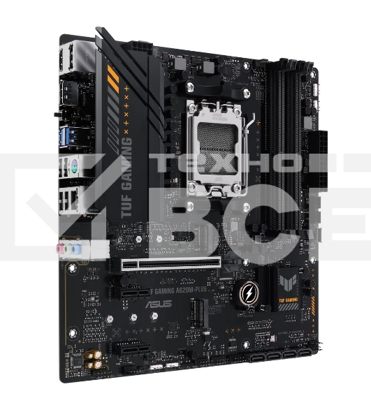 Материнская плата ASUS TUF GAMING A620M-PLUS, AM5, AMD A620, 4xDDR5, 4xSATA, 2xM.2, 1xPCI-E 4.0 x16, 2xPCI-E x1, 2xDP, 1xHDMI, 1x 2.5Gb LAN, 2xUSB-A 3.2 Gen 1, 4xUSB-A 2.0, 3x3.5 мм, 7.1, Micro-ATX