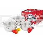 Набор посуды LARA LR02-81 Standart 6пр. LR02-81 Набор посуды LARA Standart (2.3 л + 4.5 л + 5.7 л) капсулированное индукционное дно, крышки, фото 1