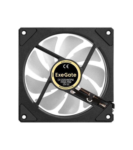 Вентилятор с подсветкой ExeGate EX12025HM3PM.FRGb.PRM (120x120x25 мм, FRGb, Hydraulic bearing (гидродинамический), 3pin+Molex, 1200RPM, 24dBA)