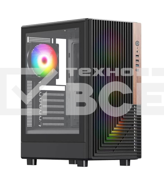 Компьютерный корпус ACD Citadel 101 ATX, Black, USB3.0*1 + USB2.0*2 + HD AUDIO, 1*12cm H1 argb fan at rear, 3*12cm H1 argb fas at front, TG