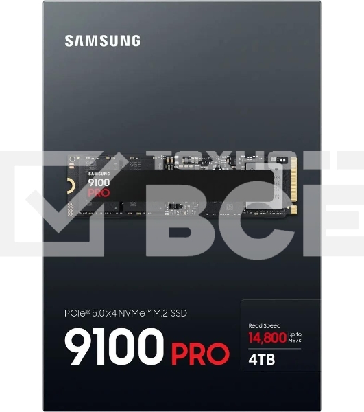 Твердотельный диск 4TB Samsung 9100 PRO, M.2, PCI-E 5.0 x4, TLC 3D NAND [R/W - 14800/13400 MB/s]