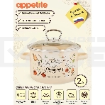 Кастрюля Appetite 1RD161S Приятного аппетита с крышкой, эмалированная сталь 2 л, фото2