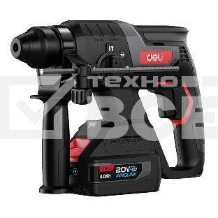 Перфоратор аккумуляторный Deli DE-DC20-2D4 (2 АКБ*4А·ч + ЗУ, 20V, SDS PLUS, 2Дж, 4750уд/мин, 1350об/мин, кейс)