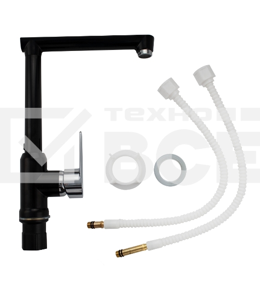 Смеситель на кухню BRIMIX 467, боковой Г-образный, шаровый из высокопрочного пластика АБС черный