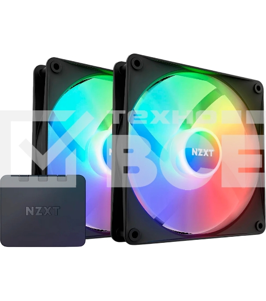 Вентилятор для корпуса Case Cooler NZXT F140 RGb Core Twin Pack (140x140x25мм, 4-pin PWM, RGb, 89.48CFM, 32.5dBA, 1800RPM, черный, 2pcs)