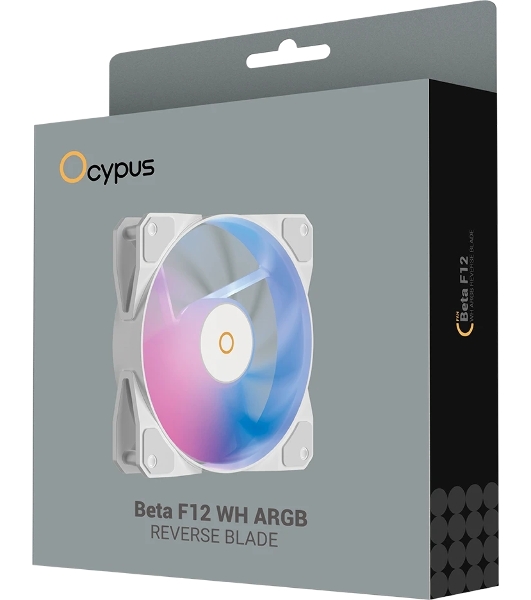Кулер для процессора Ocypus Beta F12 WH ARGB, 120x120x25мм, 4-PIN PWM, 800-1600 RPM, 29 DBA MAX, HYDRO BEARING